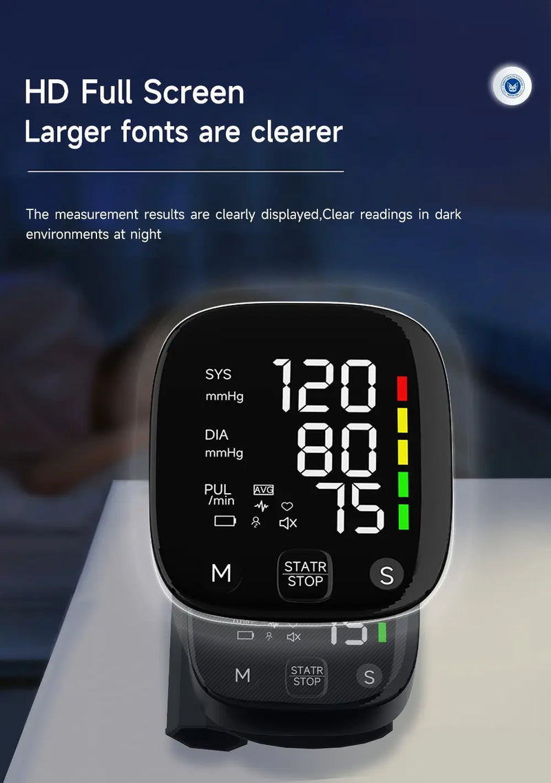 Super Monitor De Pressão Arterial de Pulso!! Inglês/Russo/Português/Espanhol Voz Transmissão Tonômetro BP Monitor, Recarregável